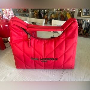 Karl Lagerfeld Vibrant Red Quilted Shoulder Bag